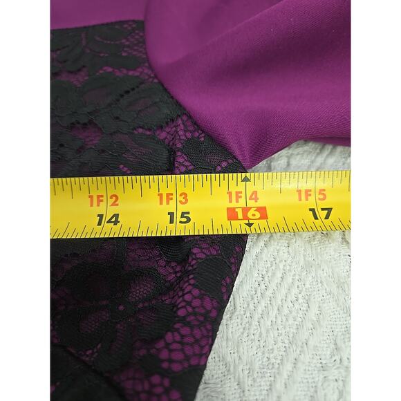 Purple Black Lace Contrast A-line Dress Womens Bust 32 In (XS) Unique Gothic - Picture 6 of 8